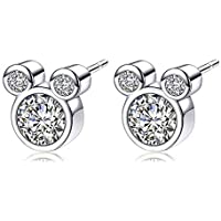Los mejores  - Epoch World Pendientes de Plata de Ley 925 Mujer Pendientes Pequeños con Circonitas Cúbicas Plata Pendientes para Mujer…